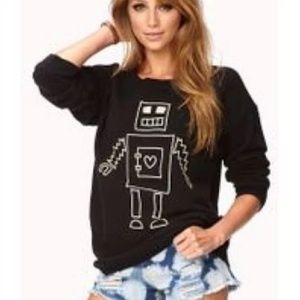 Forever 21 black robot sweatshirt